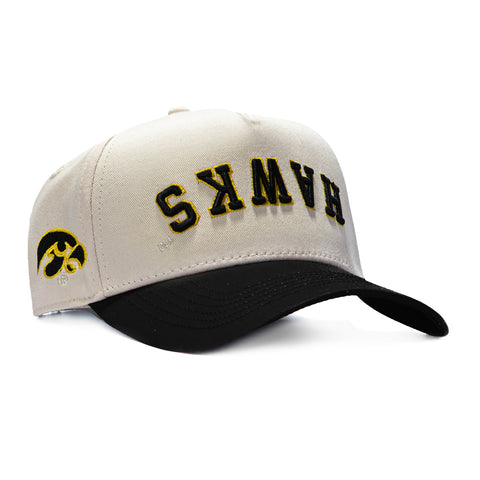 No Rivals Iowa Hawkeyes Logo Patch Snapback Upside Down Hat - Stone, Black No Rivals