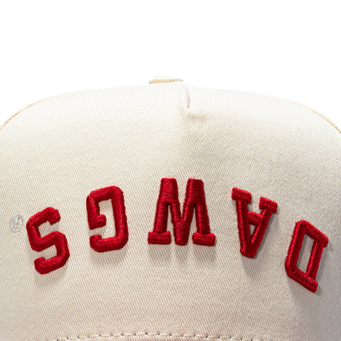 No Rivals Georgia Bulldogs Logo Patch Snapback Upside Down Hat - Stone, Red No Rivals