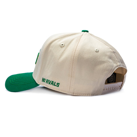 No Rivals Oregon Ducks Logo Patch Snapback Upside Down Hat - Stone, Green No Rivals