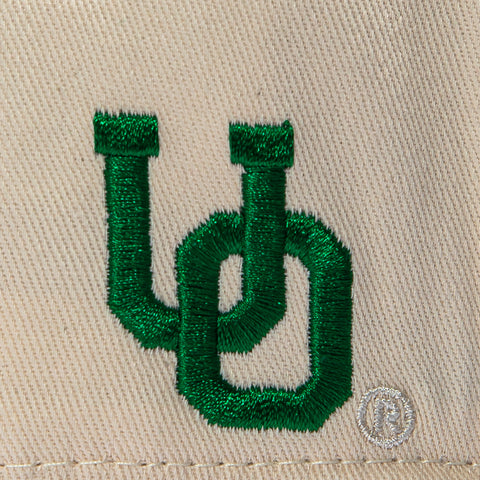 No Rivals Oregon Ducks Logo Patch Snapback Upside Down Hat - Stone, Green No Rivals
