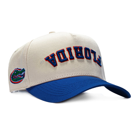 No Rivals Florida Gators Logo Patch Snapback Upside Down Hat - Stone, Royal No Rivals