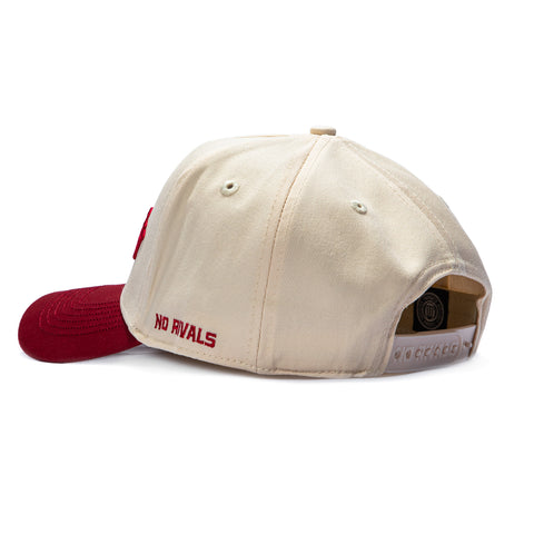 No Rivals Indiana Hoosiers Logo Patch Snapback Upside Down Hat - Stone, Red No Rivals
