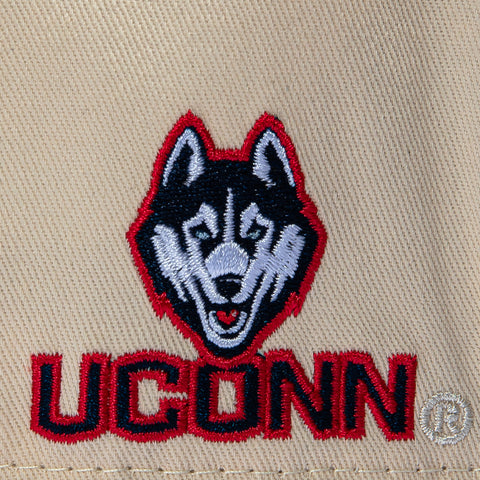 No Rivals UConn Huskies Logo Patch Snapback Upside Down Hat - Stone, Navy No Rivals