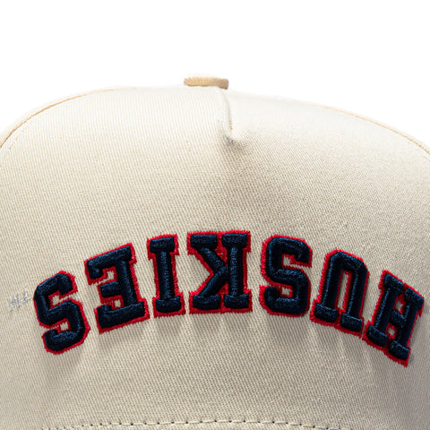 No Rivals UConn Huskies Logo Patch Snapback Upside Down Hat - Stone, Navy No Rivals