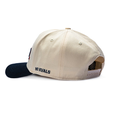 No Rivals Syracuse Orange Logo Patch Snapback Upside Down Hat - Stone, Navy No Rivals