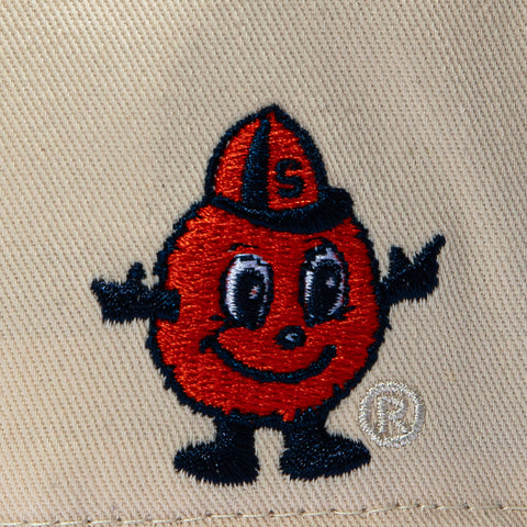 No Rivals Syracuse Orange Logo Patch Snapback Upside Down Hat - Stone, Navy No Rivals