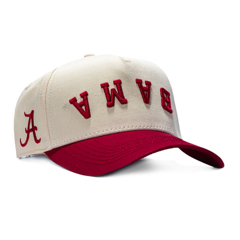 No Rivals Alabama Crimson Tide Logo Patch Snapback Upside Down Hat - Stone, Cardinal No Rivals