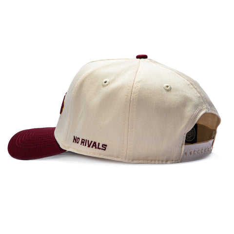 No Rivals Arizona State University Sparky Patch Snapback Upside Down Hat - Stone, Maroon No Rivals