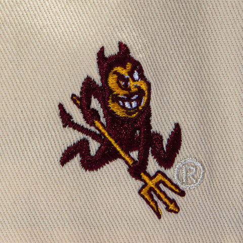 No Rivals Arizona State University Sparky Patch Snapback Upside Down Hat - Stone, Maroon No Rivals