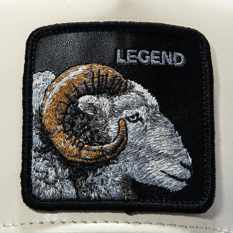 Goorin Bros Ram Legend Faux Leather Adjustable Snapback Trucker Hat - Stone, Black Goorin Bros