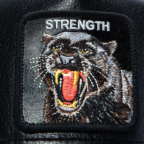 Goorin Bros Panther Strength Faux Leather Adjustable Snapback Trucker Hat - Black Goorin Bros