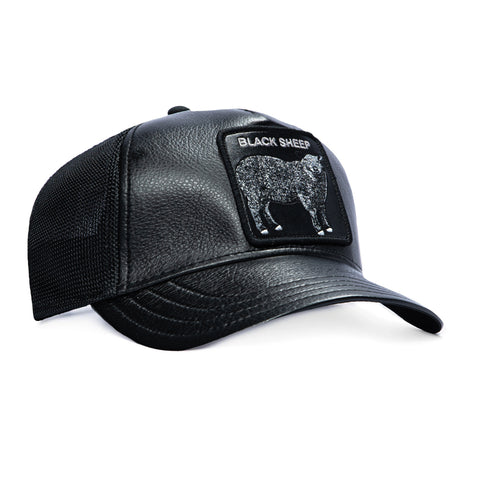 Goorin Bros Black Sheep Faux Leather Adjustable Snapback Trucker Hat - Black Goorin Bros