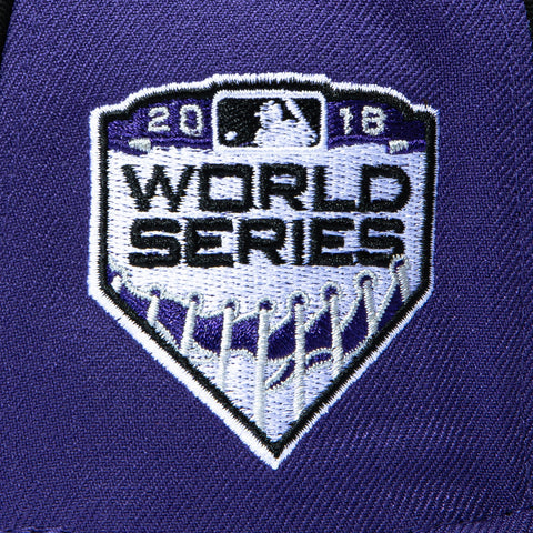 New Era 59Fifty Los Angeles Dodgers 2018 World Series Patch Old English Hat - Purple, Black New Era