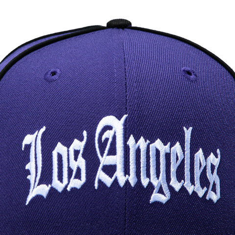 New Era 59Fifty Los Angeles Dodgers 2018 World Series Patch Old English Hat - Purple, Black New Era