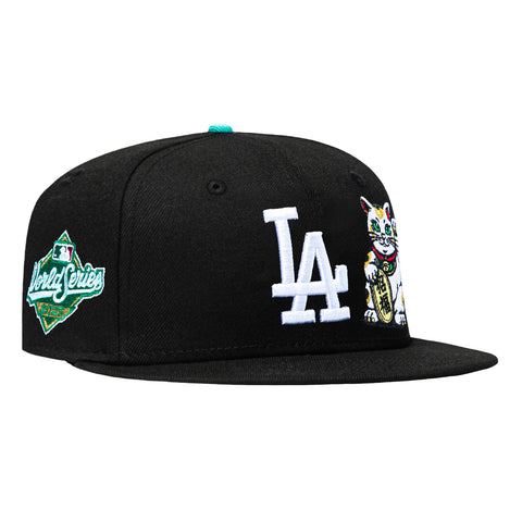 New Era 59Fifty Los Angeles Dodgers 2025 World Series Patch Lucky Cat Pink UV Hat - Black New Era