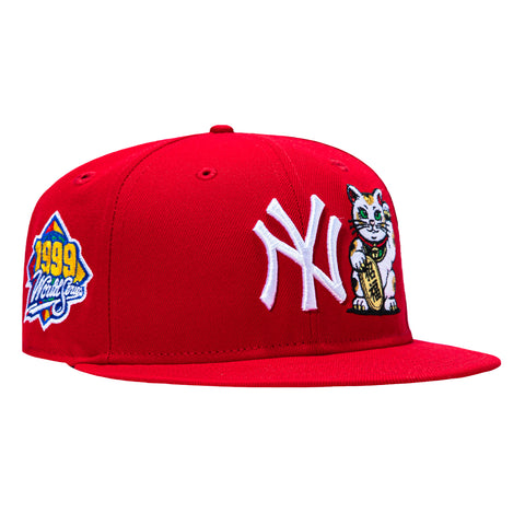 New Era 59Fifty New York Yankees 1996 World Series Patch Lucky Cat Hat - Red New Era
