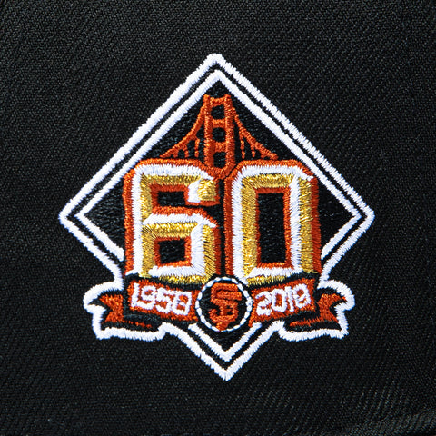 New Era 59Fifty San Jose Giants 60th Anniversary Patch Hat - Black, Metallic Gold New Era