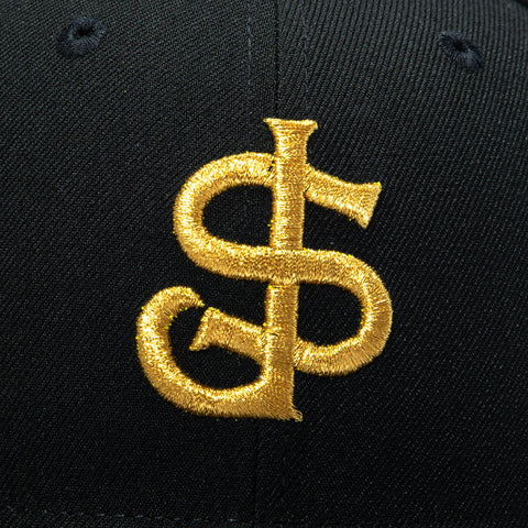 New Era 59Fifty San Jose Giants 60th Anniversary Patch Hat - Black, Metallic Gold New Era