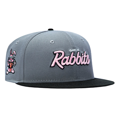 New Era 59Fifty Gibbs x Hat Club Gary, IN Rabbits Rabbit Logo Patch Pink UV Hat - Grey, Black