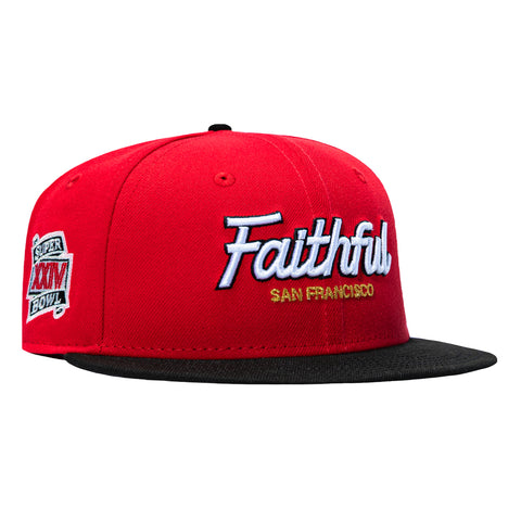 New Era 59Fifty Gibbs x Hat Club San Francisco 49ers 1990 Super Bowl Patch Faithful Hat - Red, Black
