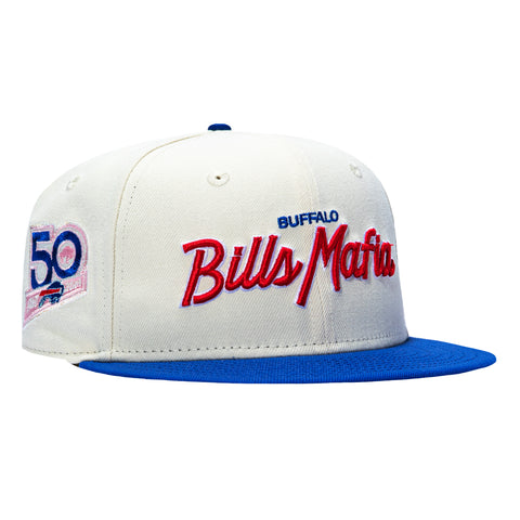 New Era 59Fifty Gibbs x Hat Club Buffalo Bills 50th Anniversary Patch Bills Mafia Hat - Cream, Royal