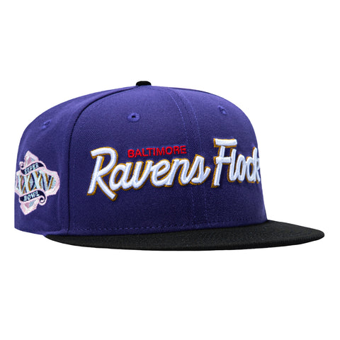 New Era 59Fifty Gibbs x Hat Club Baltimore Ravens 2001 Super Bowl Patch Ravens Flock Hat - Purple, Black