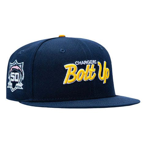 New Era 59Fifty Gibbs x Hat Club Los Angeles Chargers 50th Anniversary Patch Bolt Up Hat - Navy