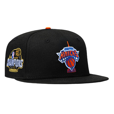 New Era 59Fifty New York Knicks 2026 NBA Champions Patch Empire State Building Pink UV Hat - Black New Era