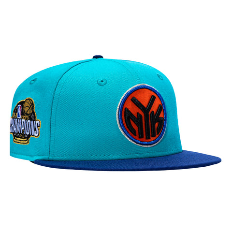 New Era 59Fifty New York Knicks 2026 NBA Champions Patch NYK Hat - Teal, Royal New Era