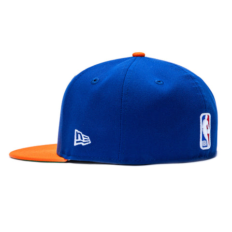 New Era 59Fifty New York Knicks Logo Patch NY Hat - Royal, Orange New Era