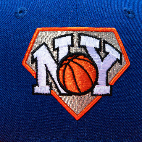 New Era 59Fifty New York Knicks Logo Patch NY Hat - Royal, Orange New Era