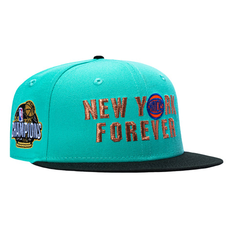 New Era 59Fifty New York Knicks 2026 NBA Champions Patch New York Forever Hat - Mint, Black New Era