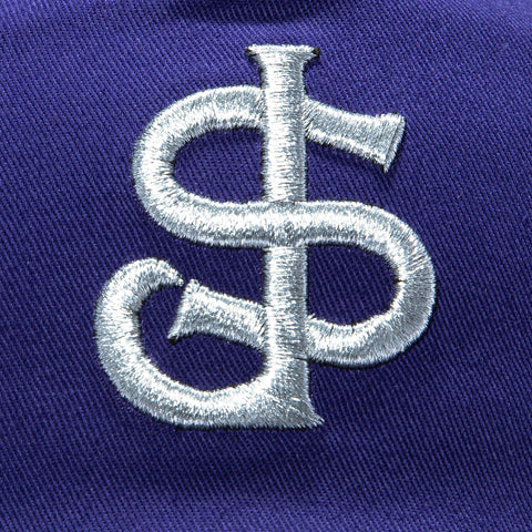 New Era 19Twenty San Jose Giants 60th Anniversary Patch Snapback Pre-Curved Hat - Purple, Black, Metallic Silver New Era