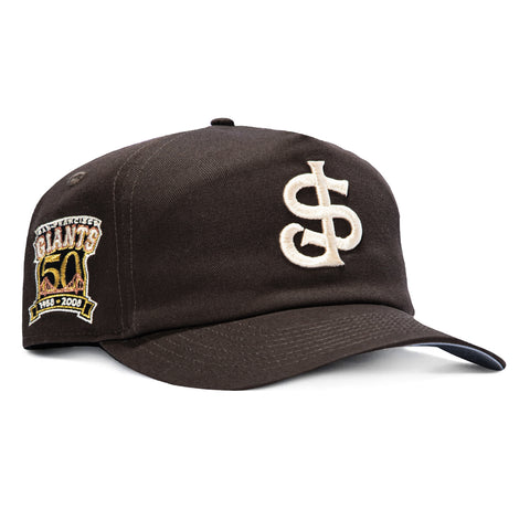 New Era 19Twenty San Jose Giants 50th Anniversary Patch Snapback Pre-Curved Hat - Brown, Ivory New Era