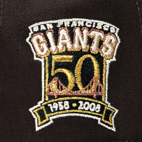 New Era 19Twenty San Jose Giants 50th Anniversary Patch Snapback Pre-Curved Hat - Brown, Ivory New Era