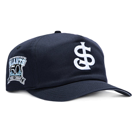New Era 19Twenty San Jose Giants 50th Anniversary Patch Snapback Pre-Curved Hat - Navy, White New Era