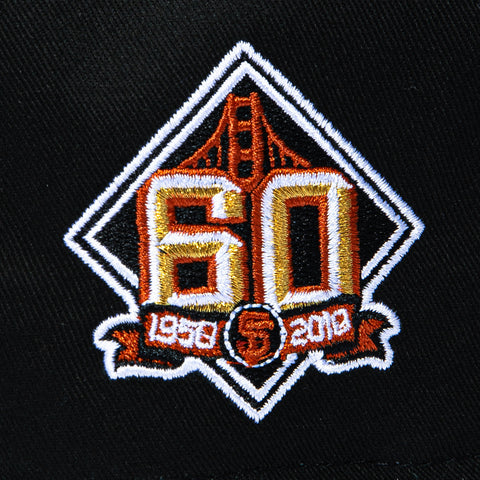 New Era 19Twenty San Jose Giants 60th Anniversary Patch Snapback Pre-Curved Hat - Black, Metallic Gold New Era