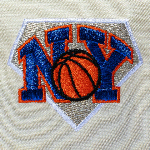 New Era 9Forty A-Frame New York Knicks NY Logo Patch 2026 NBA Champions Snapback Hat - Cream, Navy New Era