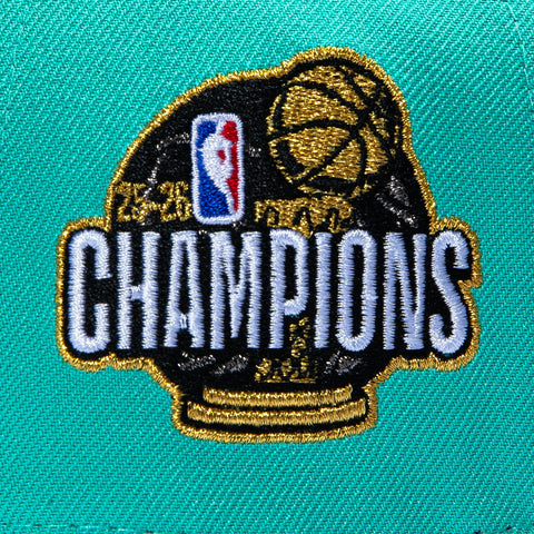 New Era 9Forty A-Frame New York Knicks 2026 NBA Champions Patch Star Snapback Hat - Mint, Black, Metallic Gold New Era