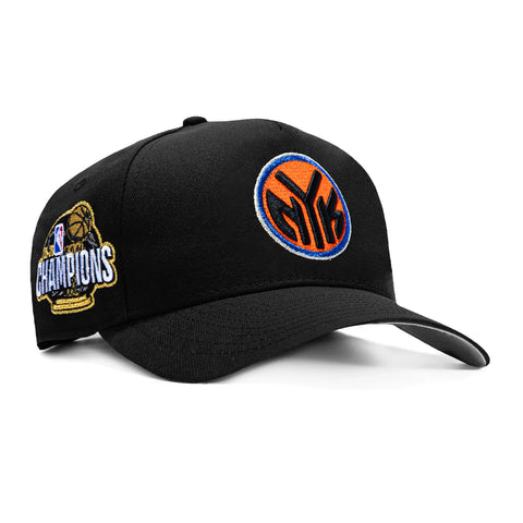 New Era 9Forty A-Frame New York Knicks 2026 NBA Champions Patch Token Snapback Hat - Black New Era