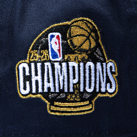 New Era 19Twenty New York Knicks 2026 NBA Champions Patch Overlap Script Snapback Pre-Curved Hat - Navy New Era
