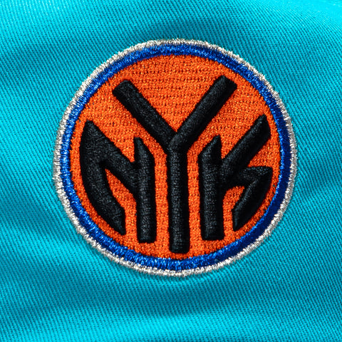 New Era 19Twenty New York Knicks 3x NBA Champions Patch NYK Snapback Pre-Curved Hat - Teal, Royal New Era