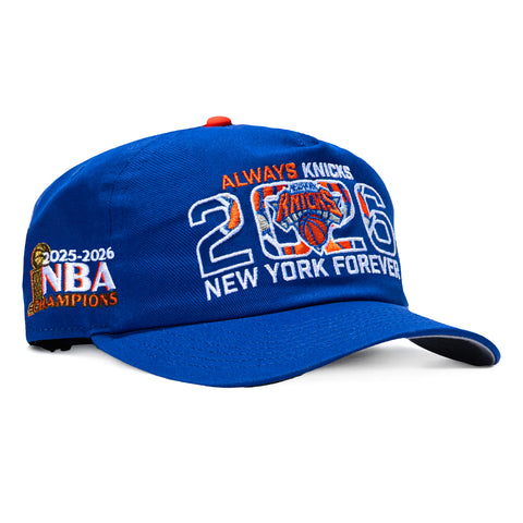 New Era 19Twenty New York Knicks 2025 - 2026 NBA Champions Patch Always Knicks Snapback Pre-Curved Hat - Royal New Era