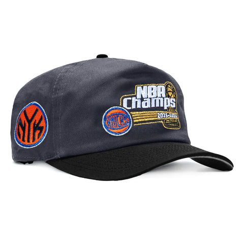 New Era 19Twenty New York Knicks Token Patch 2026 NBA Champions Snapback Pre-Curved Hat - Graphite, Black New Era