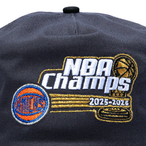 New Era 19Twenty New York Knicks Token Patch 2026 NBA Champions Snapback Pre-Curved Hat - Graphite, Black New Era