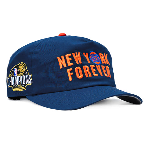 New Era 19Twenty New York Knicks 2026 NBA Champions Patch New York Forever Snapback Pre-Curved Hat - Navy, Orange New Era