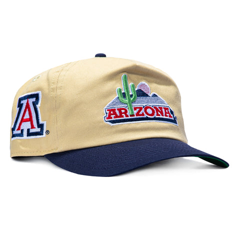 New Era 19Twenty Arizona Wildcats Logo Patch 1989 Snapback Pre-Curved Hat - Tan, Light Navy