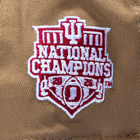 New Era 19Twenty Indiana Hoosiers 2025 National Champions Patch Undefeated Snapback Pre-Curved Hat - Khaki, Cardinal New Era