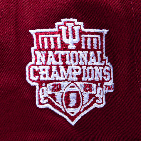 New Era 19Twenty Indiana Hoosiers 2025 National Champions Patch Vintage Arch Snapback Pre-Curved Hat - Cardinal New Era