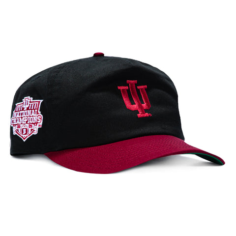 New Era 19Twenty Indiana Hoosiers 2025 National Champions Patch Snapback Pre-Curved Hat - Black, Cardinal